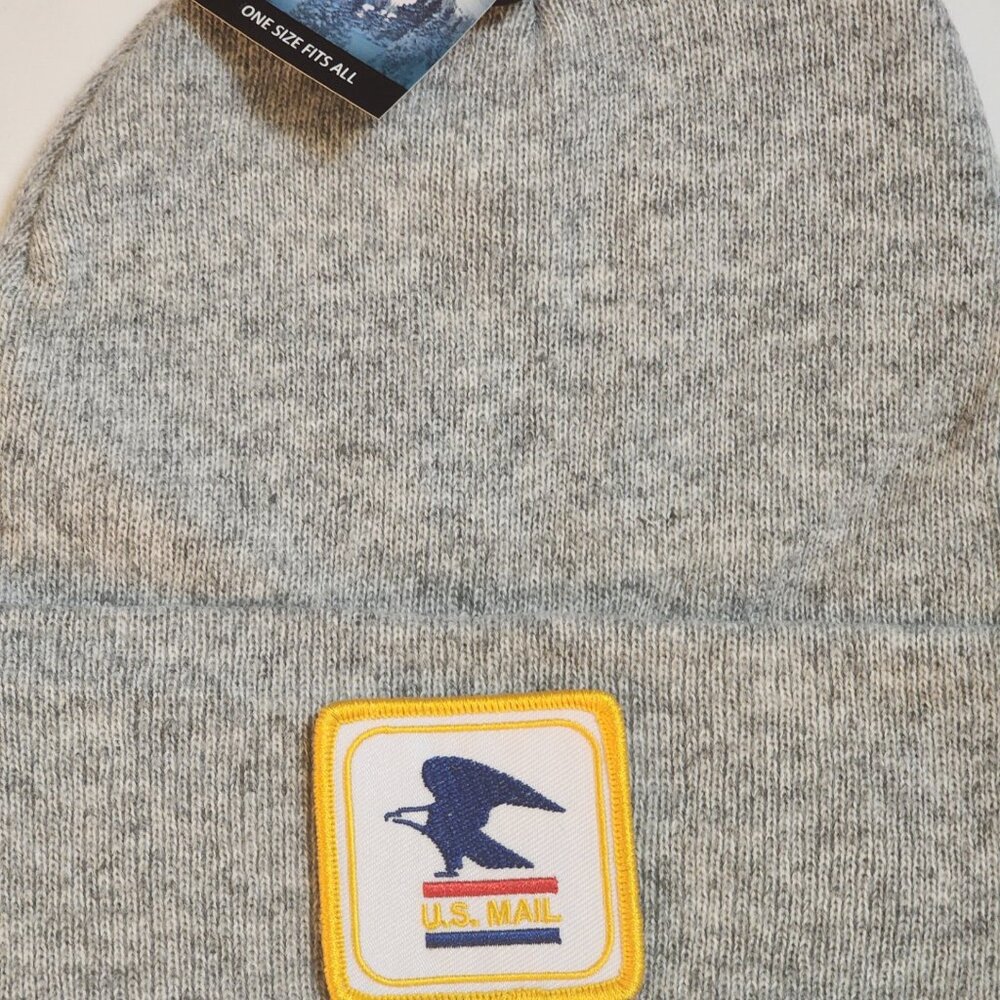 U.S. MAIL Gray Knit Cuffed Beanie